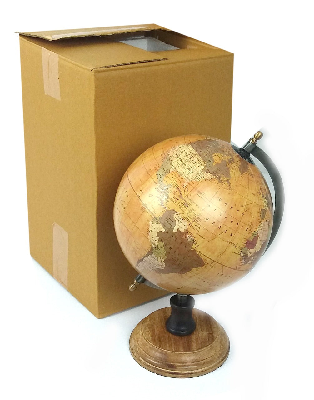 GLOBO TERRÁQUEO BASE MADERA